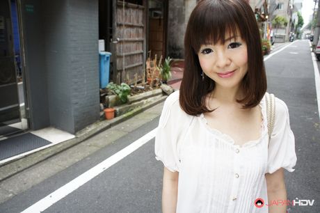 Beautiful cheating wife in white Ayu Kawashima shows her body