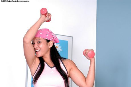 Luscious philippine dark-haired teen Loni revealing big boobs and spreading her legs